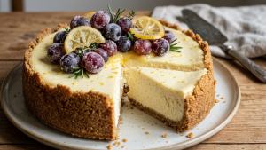 Delia Smith Lemon Cheesecake with Frosted Grapes Recipe