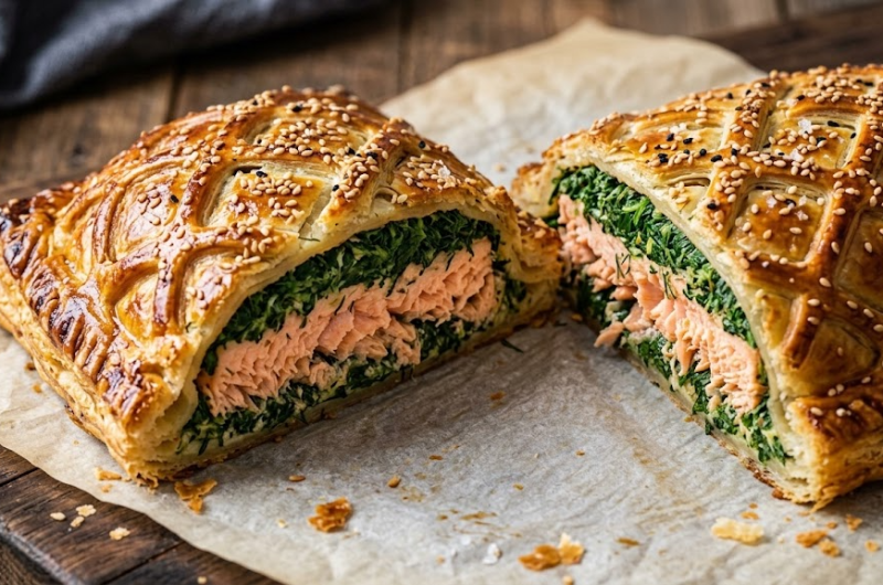 Salmon en Croute (Puff Pastry Salmon Wellington)
